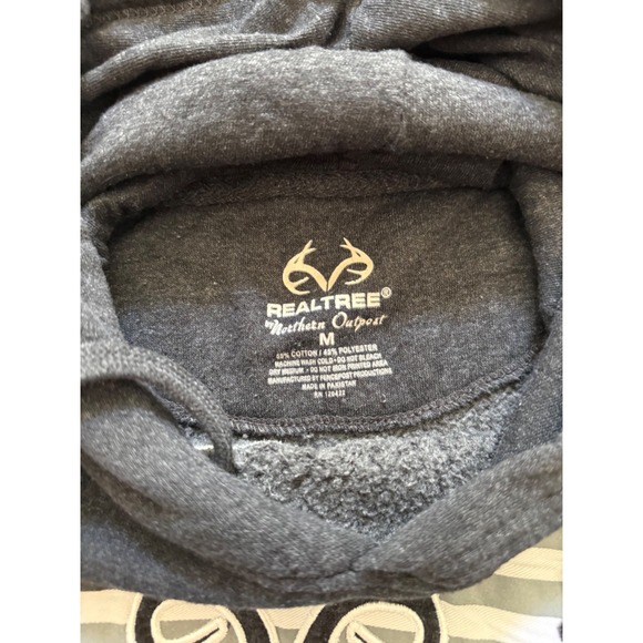 Realtree Hoodie Sweatshirt Men Size Medium Gray USA Graphic Logo Pullover - Picture 6 of 6